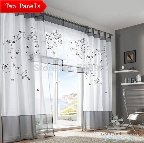 USA Pastoral embroidered sheer curtains / screens / living room / den / bedroom / Tab top 55"*96"  2PCS/lot