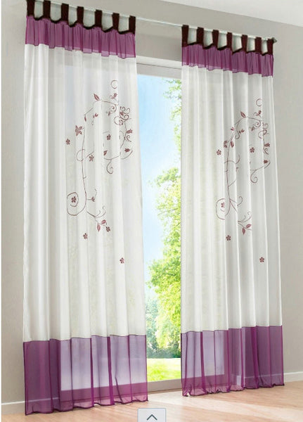 USA Pastoral embroidered sheer curtains / screens / living room / den / bedroom / Tab top 55"*96"  2PCS/lot