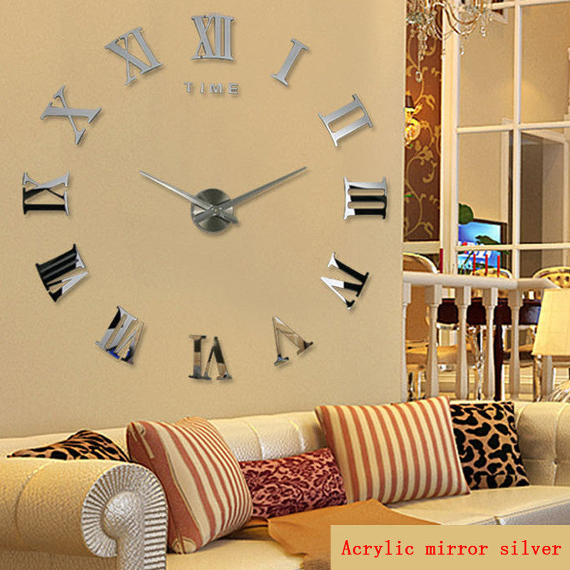 promotion 2016 new home decor large roman mirror fashion  modern Quartz clocks living room diy wall clock watch free shipping