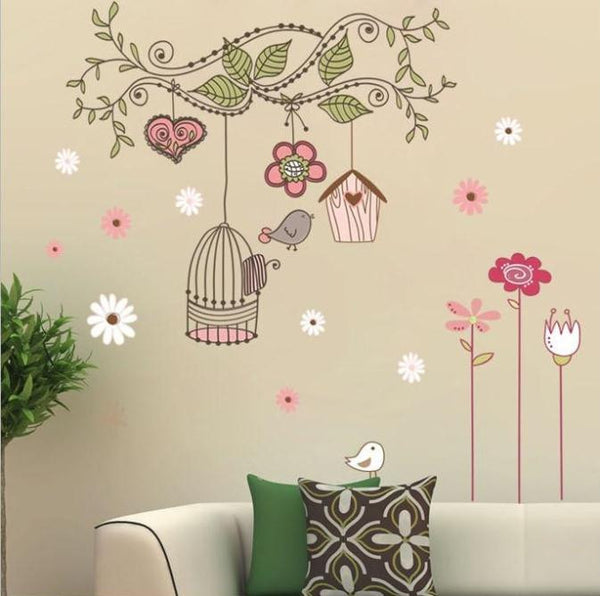 Happy Birds Vinyl Wall Stickers Cartoon Wall Stickers Home decoration Wall decals for Kids Nursery Living Rooms Free Shipping