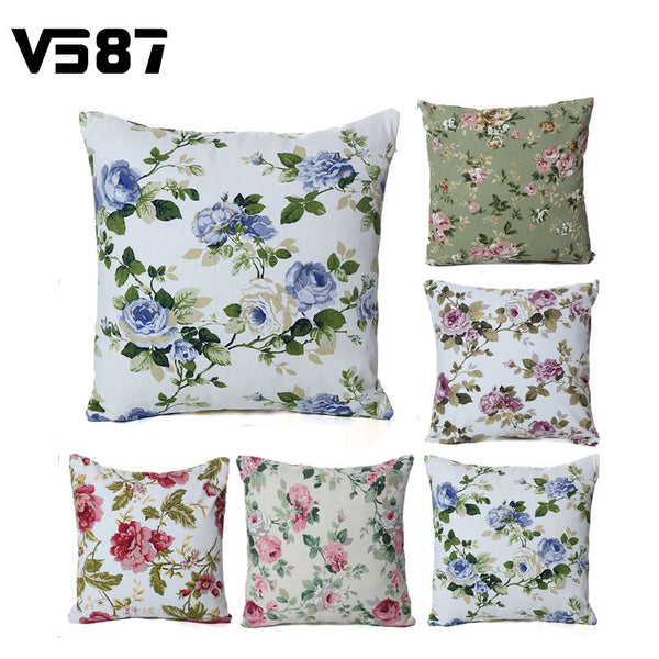 2016 Hot! Canvas Square Pillow Case Soft Pillowcase For Home Bedroom Office Flower Pattern