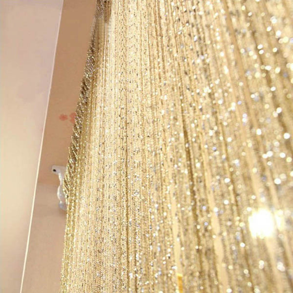 Factory Price! 13 Colors Vogue Curtain Silver Silk Tassel String 200cm x 100cm Door Window Living Room Divider Curtain Valance