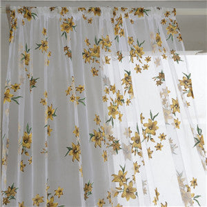 1x2M Sweet New Sheer Tap Top Curtain Window Living Room Drapes Floral Curtains Panel Free Shipping