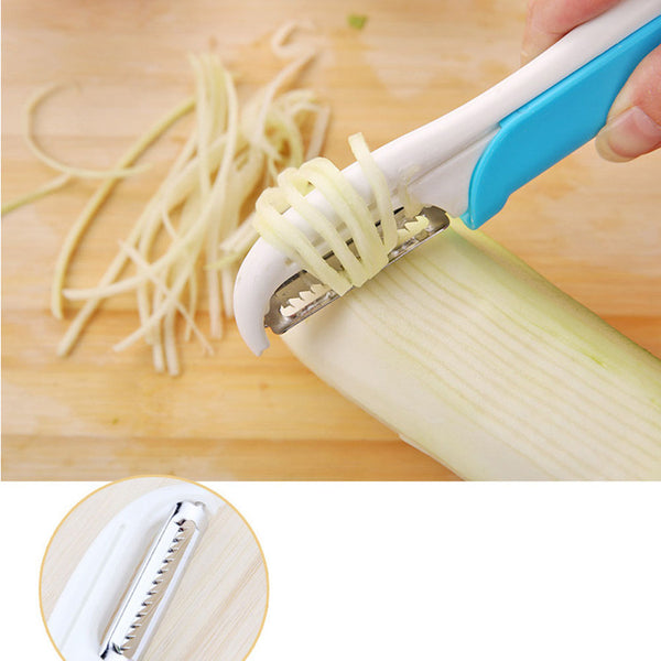 DU# Double Side Kitchen Gadget Vegetable Fruit Parer Slicer Cutter Stainless Steel Peeler Blue Free Shipping