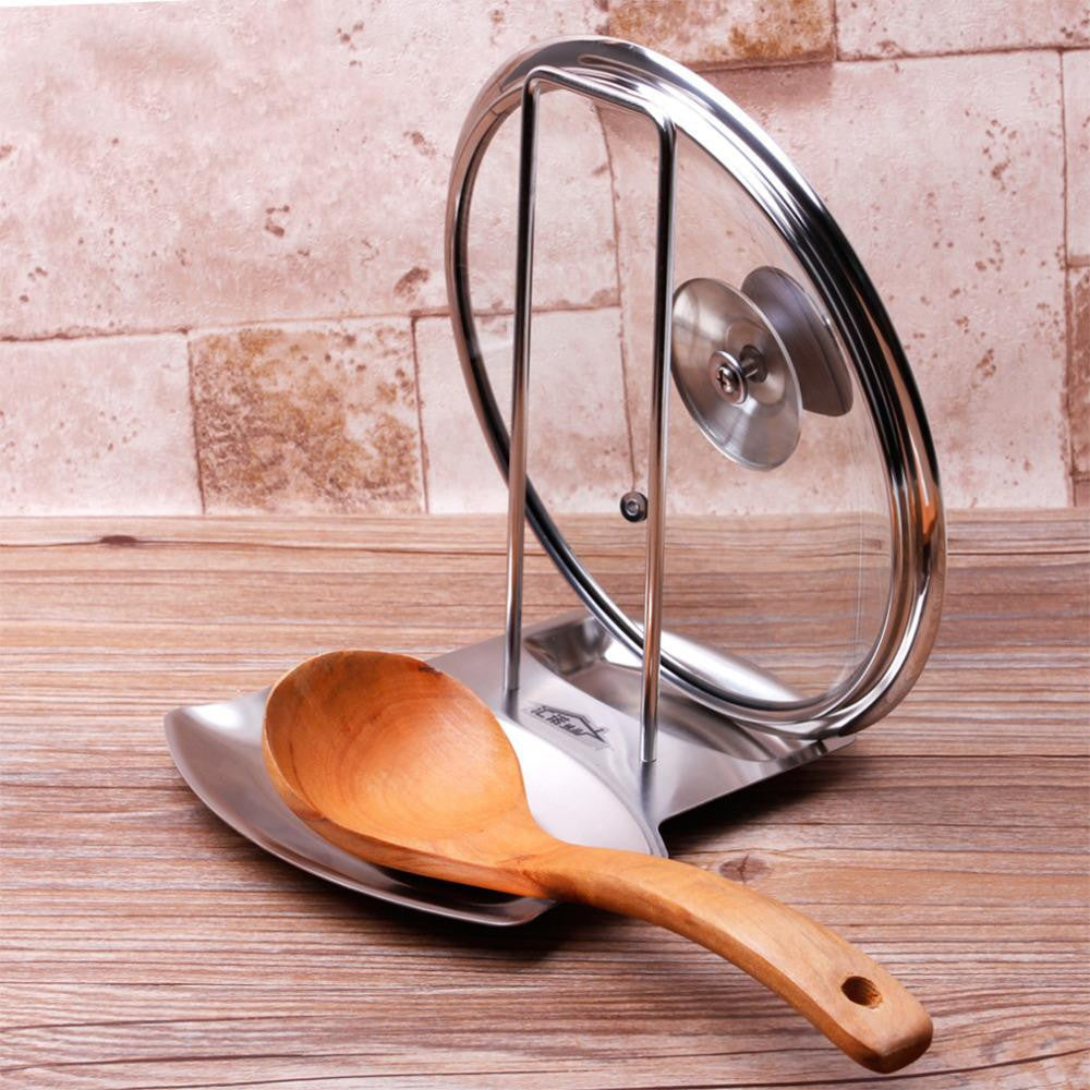 Pan Pot Cover Lid Rack Stand Spoon Rest Stove Organizer Storage Soup Spoon Rests Kitchen Stainless Steel Tool Worldwide Store