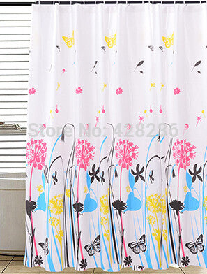 Fashion Home decoration Butterfly bathroom shower curtain Waterproof moldproof bath curtain180*200cm With 12 Hooks FREE SHIPPING