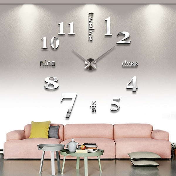 2016 new arrival quartz diy modern clocks needle acrylic watches big wall clock mirror sticker living room decor free shipping