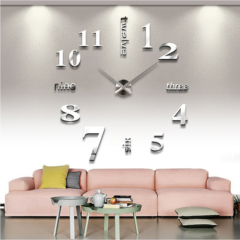 2016 new arrival Quartz clocks fashion watches 3d real big wall clock rushed mirror sticker diy living room decor free shipping